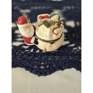 Harry And David Christmas Themed Santa‎ Trinket Porcelain Hinged Box